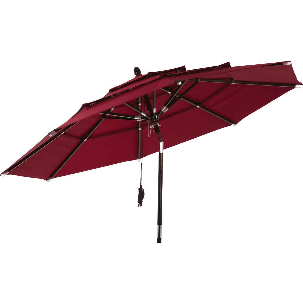 Outdoor Expressions 9 Ft. 3-Tier Tilt/Pulley Burgundy Patio Umbrella