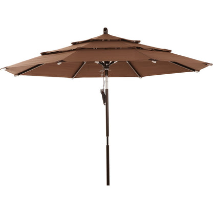 Outdoor Expressions 9 Ft. 3-Tier Tilt/Pulley Brown Patio Umbrella