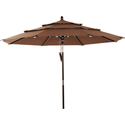 Outdoor Expressions 9 Ft. 3-Tier Tilt/Pulley Brown Patio Umbrella