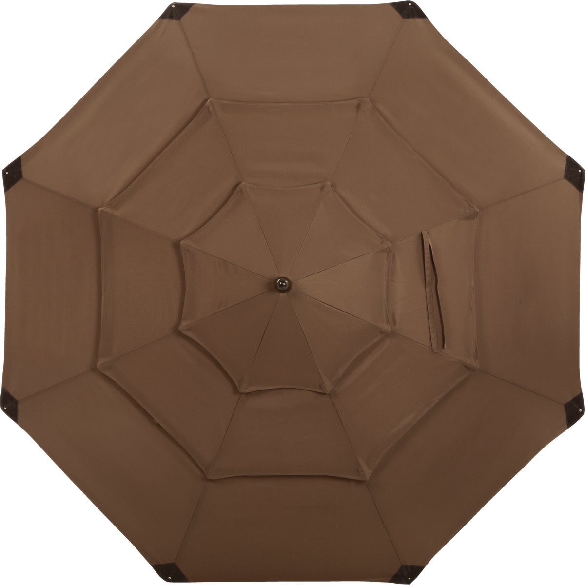 Outdoor Expressions 9 Ft. 3-Tier Tilt/Pulley Brown Patio Umbrella