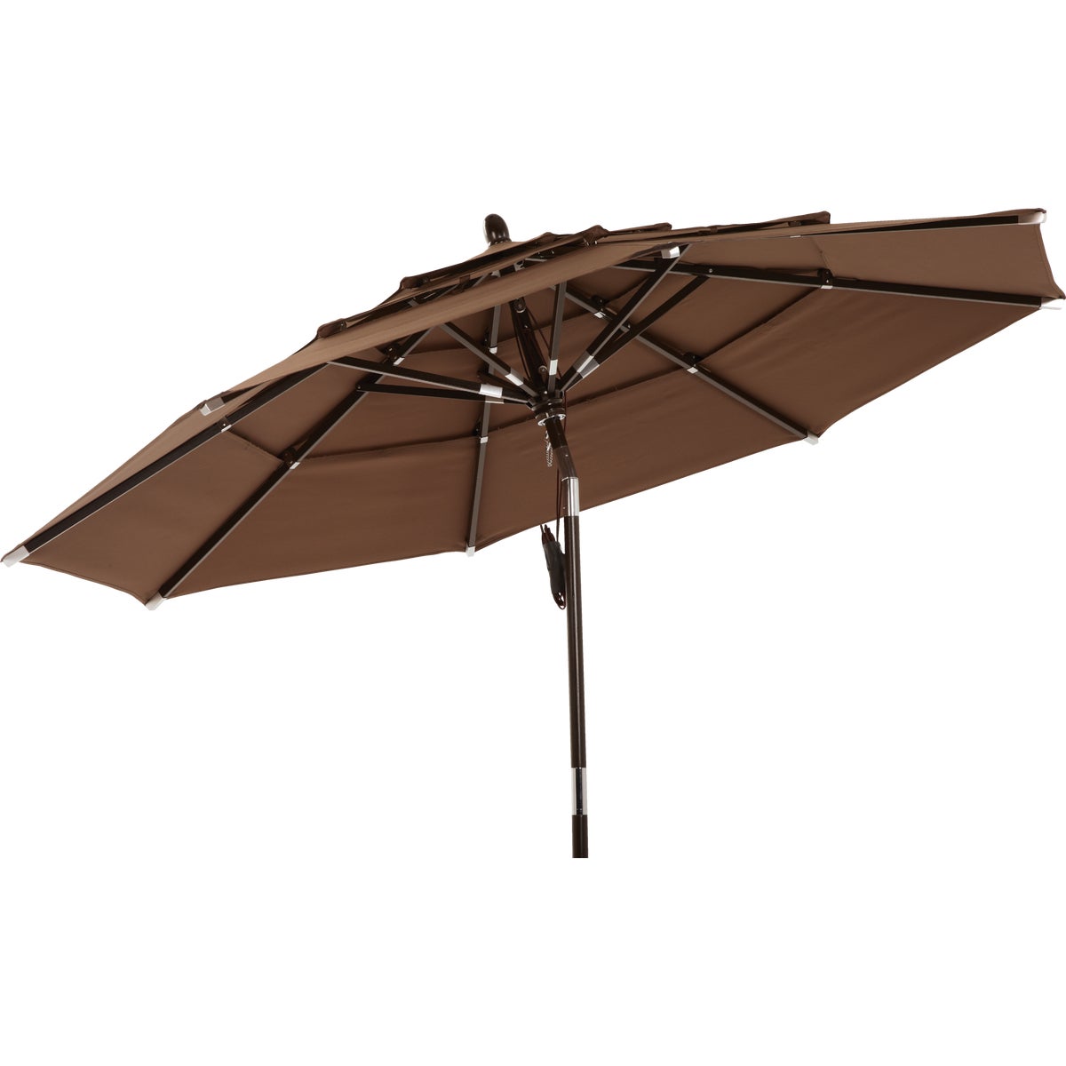 Outdoor Expressions 9 Ft. 3-Tier Tilt/Pulley Brown Patio Umbrella