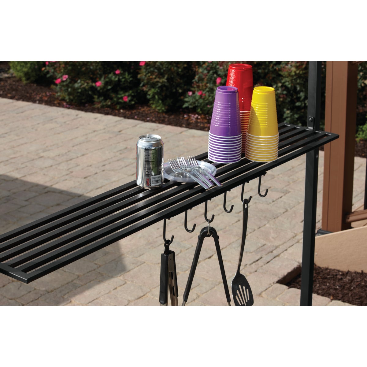 Outdoor Expressions 7.8 Ft. x 8 Ft. Black & Gray Steel Grill Gazebo