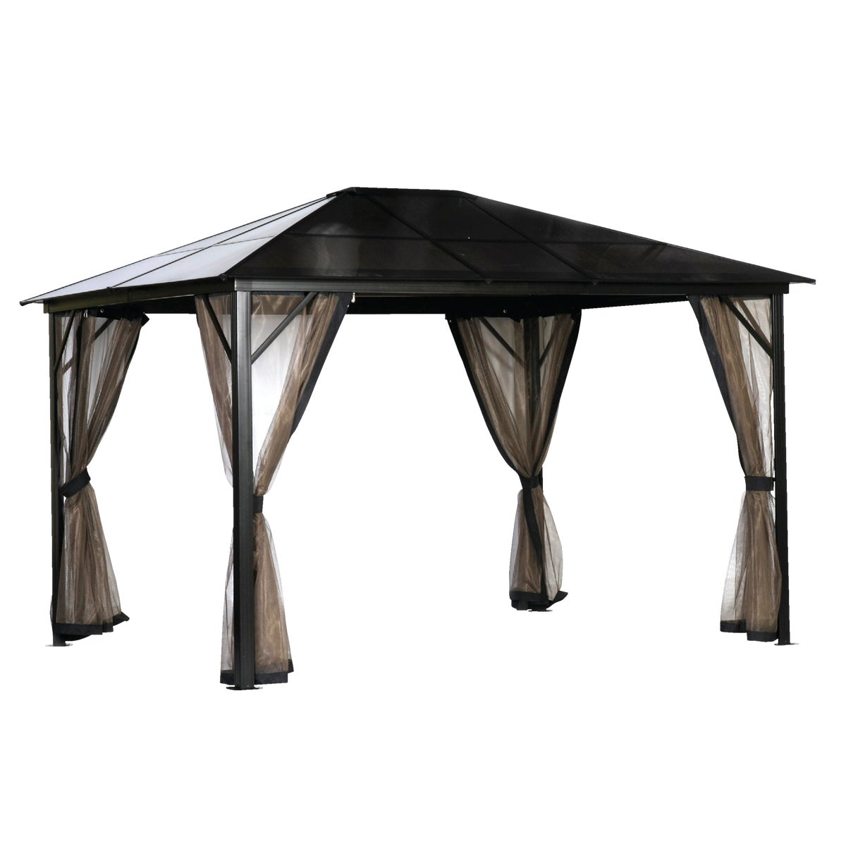 Pacific Casual 12 Ft. x 10 Ft. Black Aluminum Hardtop Gazebo