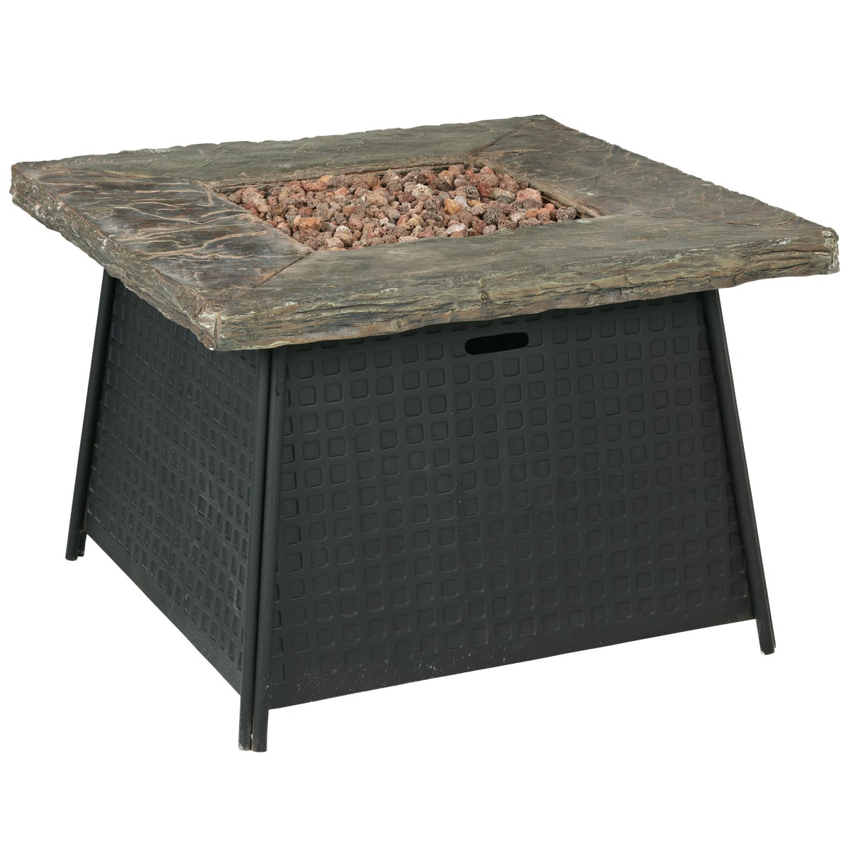 Moreni 34 In. Black Square Metal Gas Fire Pit