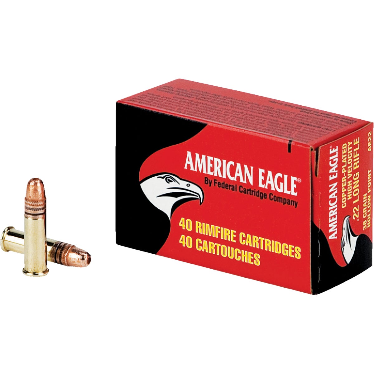 American Eagle Federal .22 LR 38 Grain Copper Plated HP Rimfire Ammunition Cartridges