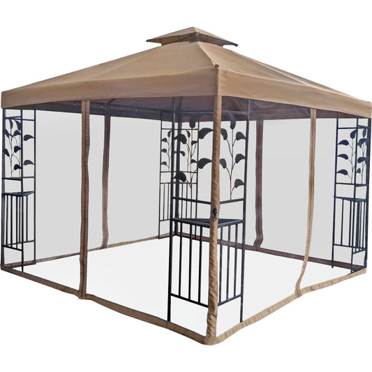 Outdoor Expressions 10 Ft. x 10 Ft. Dark Brown Steel Gazebo