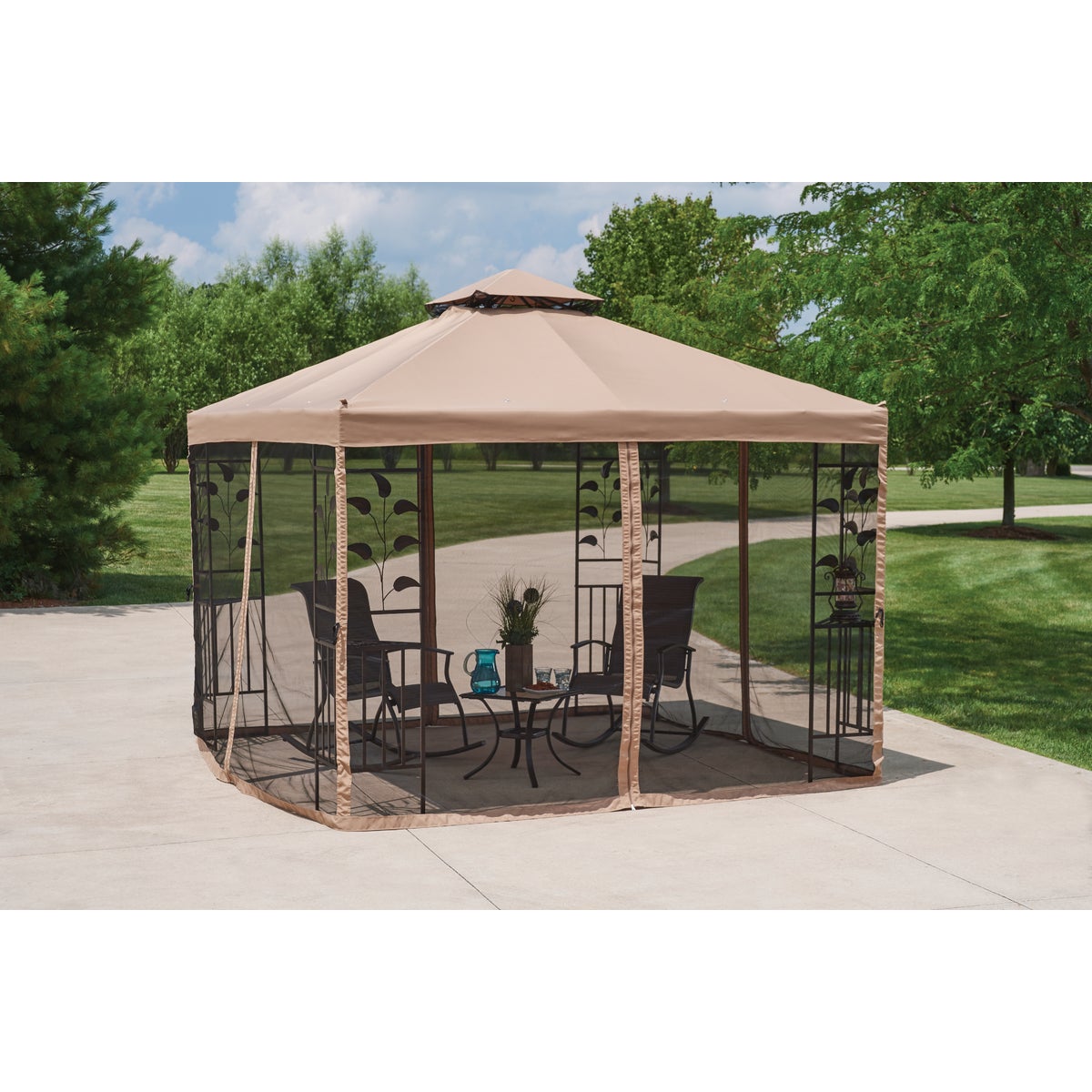 Outdoor Expressions 10 Ft. x 10 Ft. Dark Brown Steel Gazebo