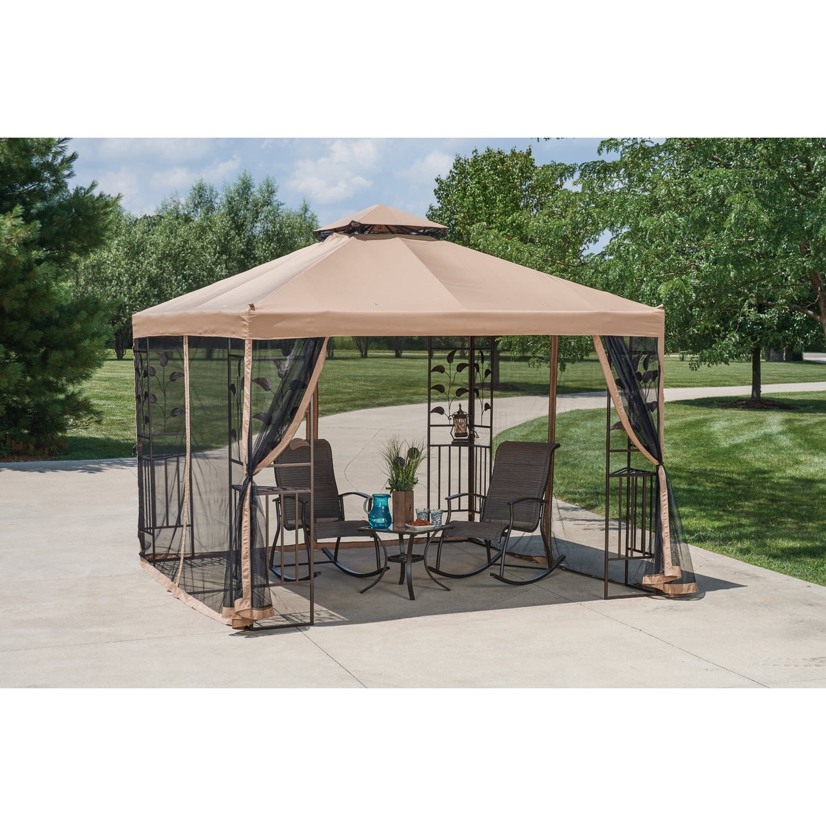 Outdoor Expressions 10 Ft. x 10 Ft. Dark Brown Steel Gazebo