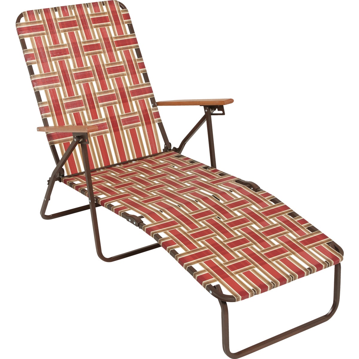 Outdoor Expressions Rust & Beige Web Chaise Lounge