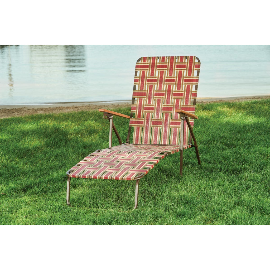 Outdoor Expressions Rust & Beige Web Chaise Lounge