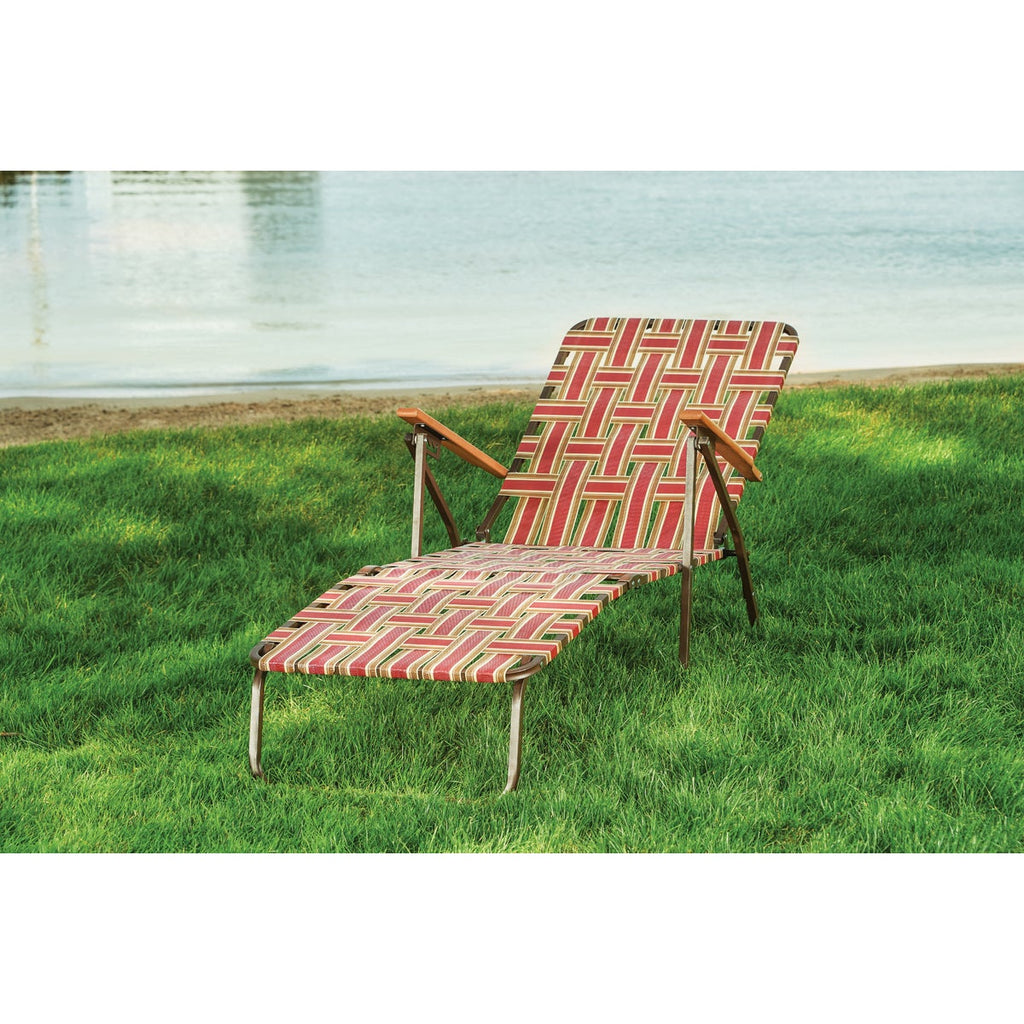 Outdoor Expressions Rust & Beige Web Chaise Lounge