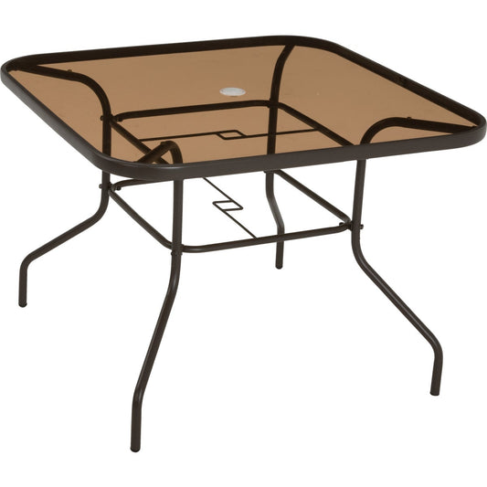 Outdoor Expressions Greenville 40 In. Square Brown Steel Tinted Glass Table