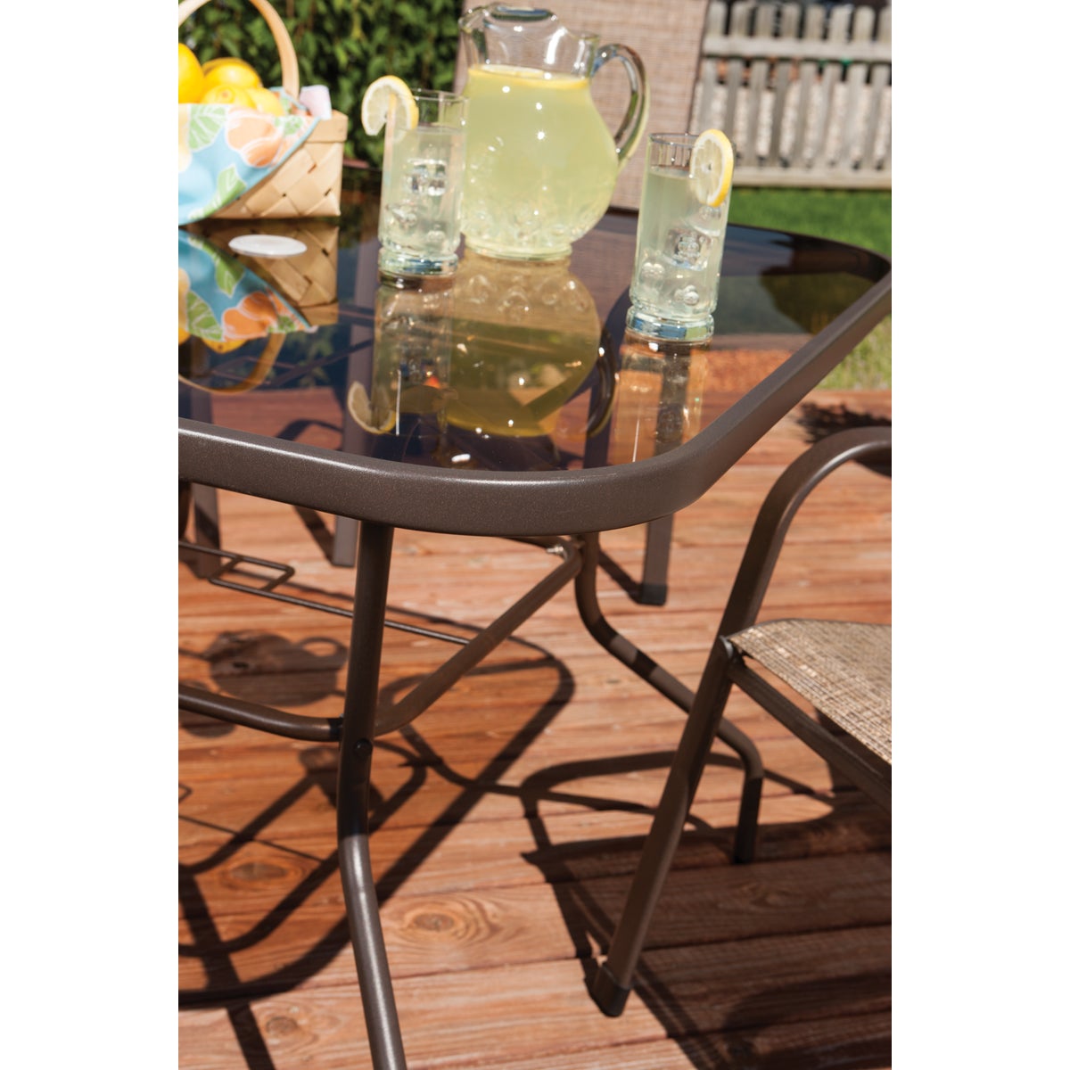 Outdoor Expressions Greenville 40 In. Square Brown Steel Tinted Glass Table