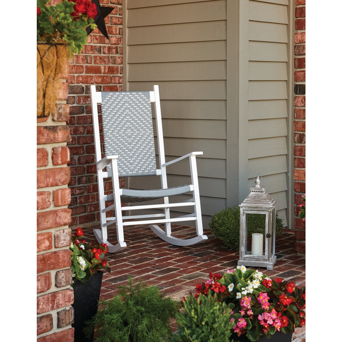 Jack Post Knollwood White Wood Woven Rocking Chair