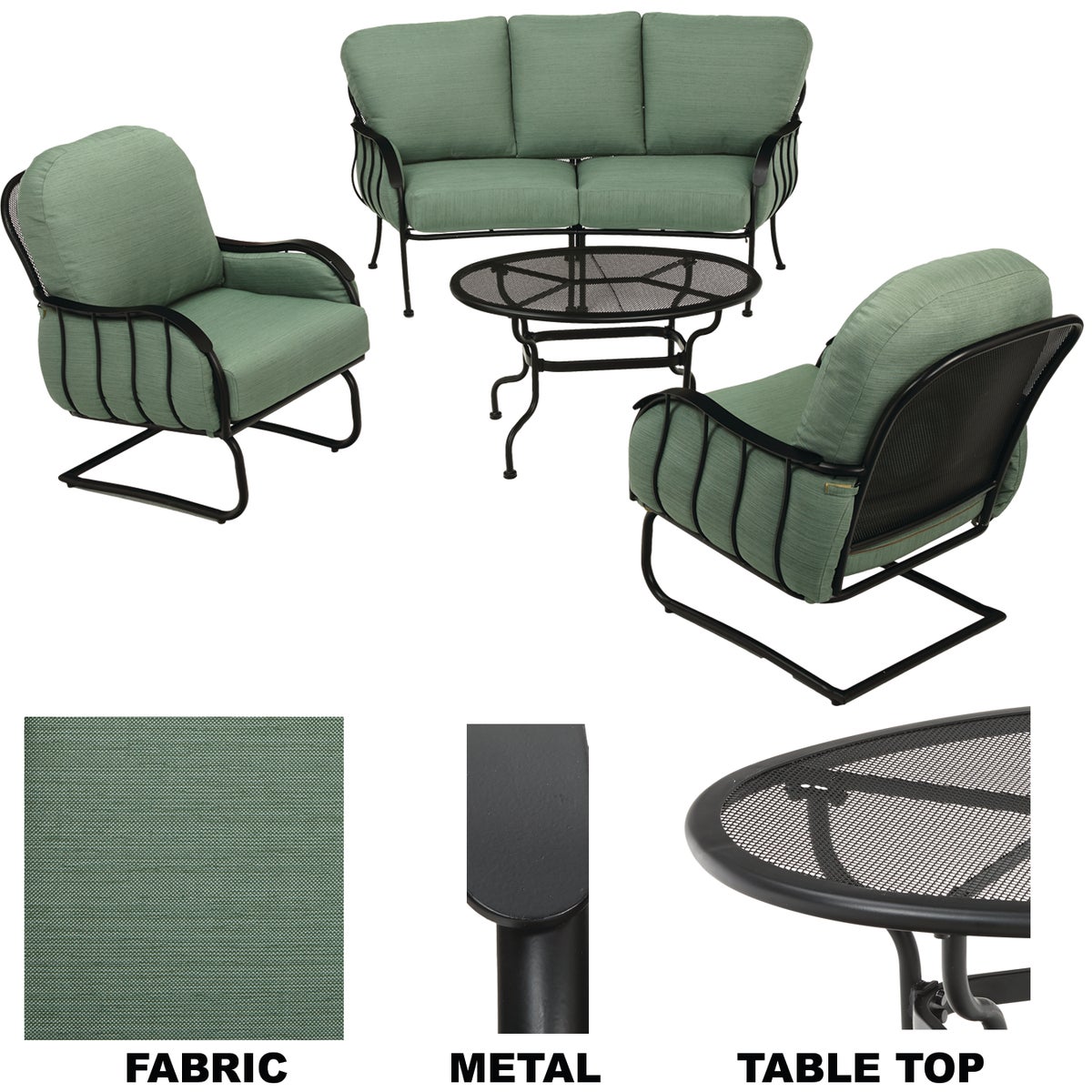 Pacific Casual Magnolia Park 4-Piece Metal Chat Set with Cushions