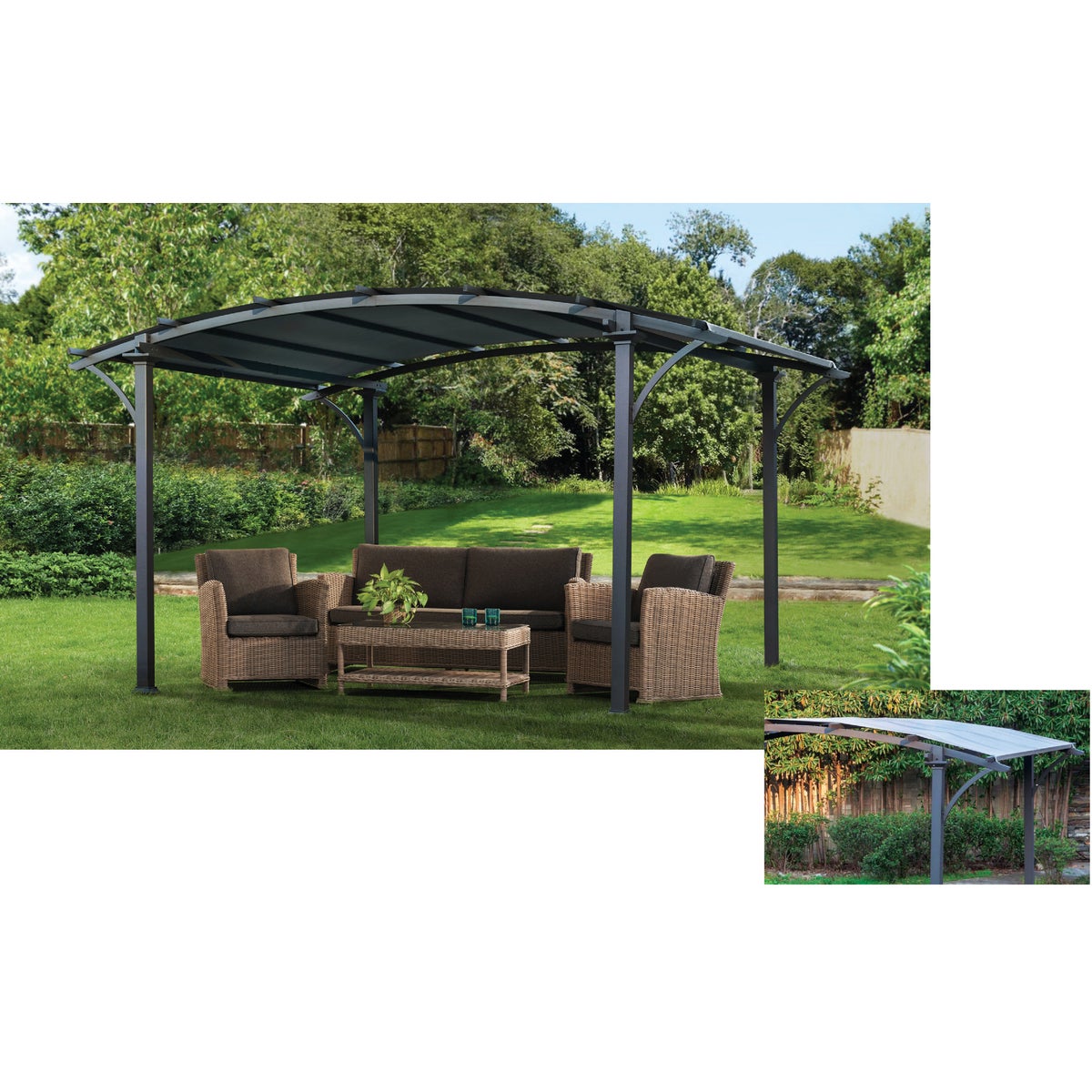 SunJoy Huntington 10 Ft. W. x 90.5 In. H. x 10 Ft. L. Dark Gray Pergola