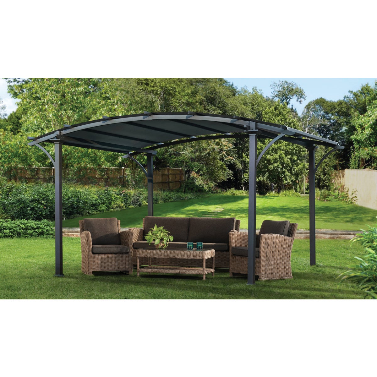 SunJoy Huntington 10 Ft. W. x 90.5 In. H. x 10 Ft. L. Dark Gray Pergola