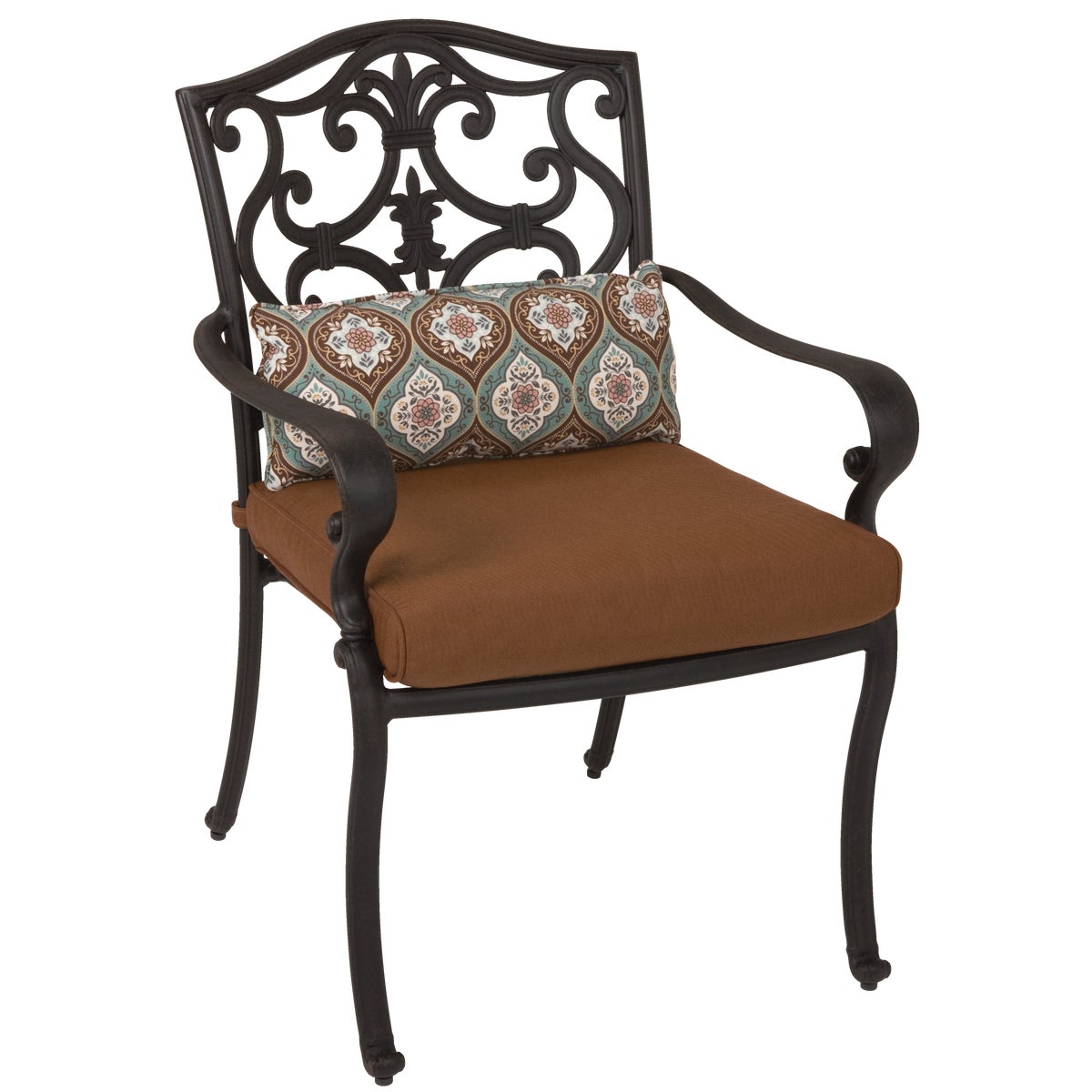 Pacific Casual Portofino Black Aluminum Dining Chair with Cushion