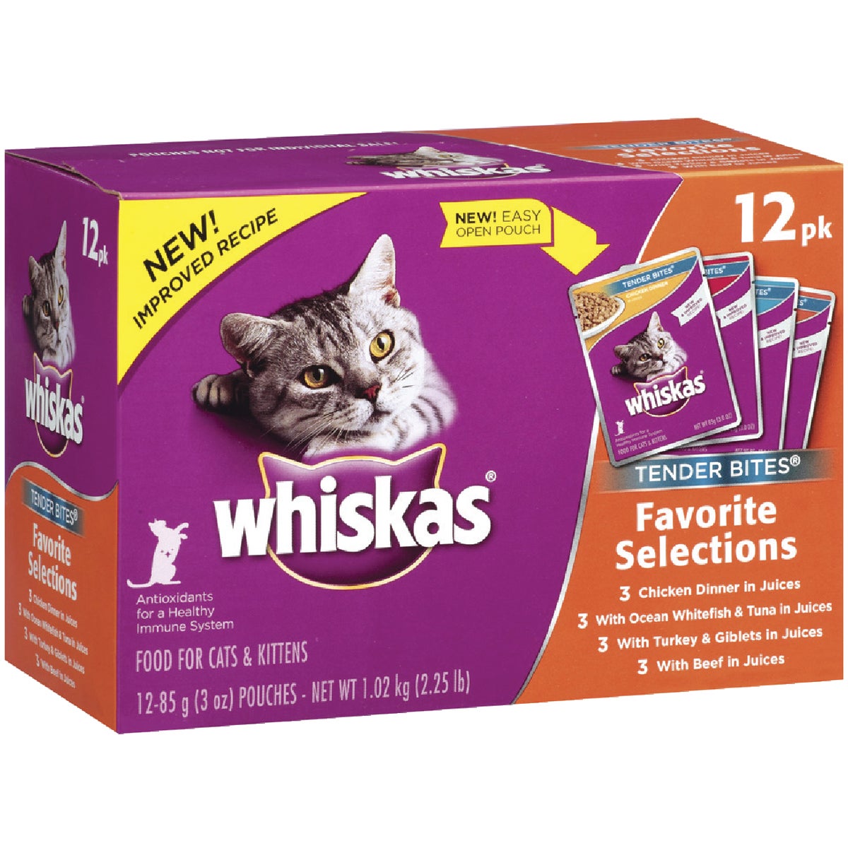 Whiskas Tender Bites Immune System All Ages Cat Food, (12) 3 Oz. Pouches