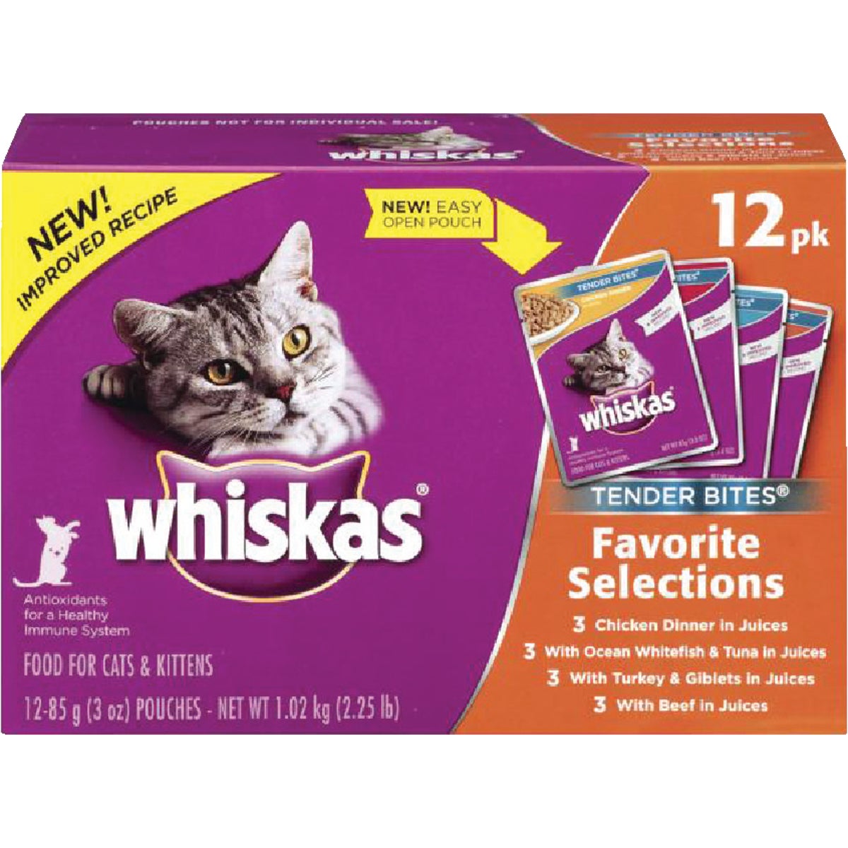 Whiskas Tender Bites Immune System All Ages Cat Food, (12) 3 Oz. Pouches