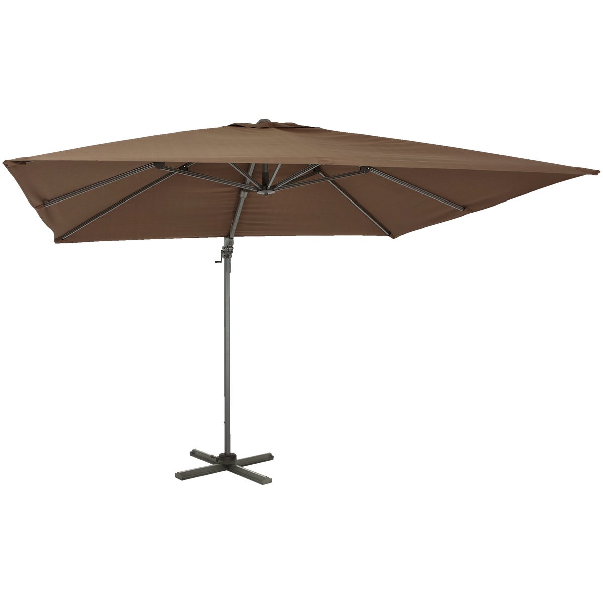 Outdoor Expressions 10 Ft. Square Aluminum Offset Brown Patio Umbrella