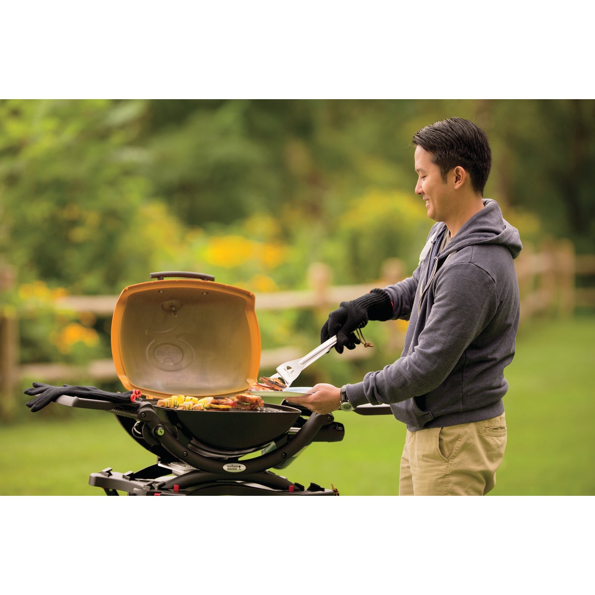 Weber Q 1200 1-Burner Orange 8,500-BTU LP Gas Grill