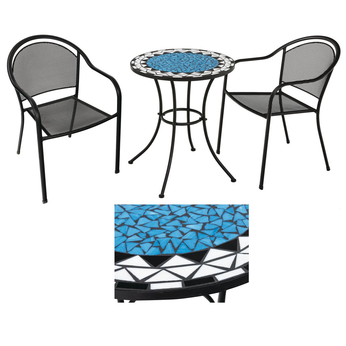 SunJoy 3-Piece Blue Mosaic Bistro Set