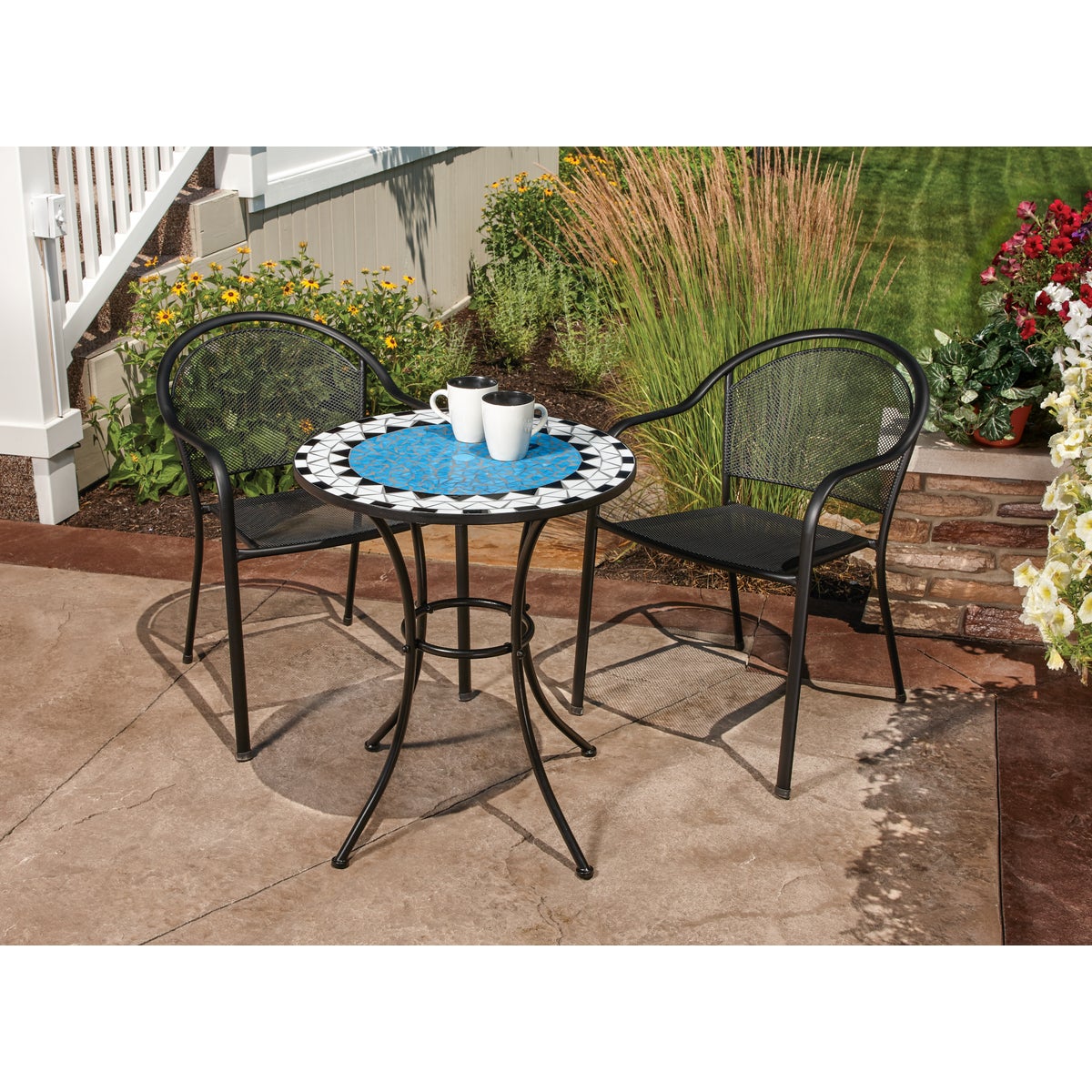 SunJoy 3-Piece Blue Mosaic Bistro Set