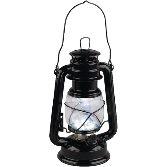 Gerson Everlasting Glow 9.5 In. H. x 6 In. Dia. Black Metal Hurricane LED Lantern