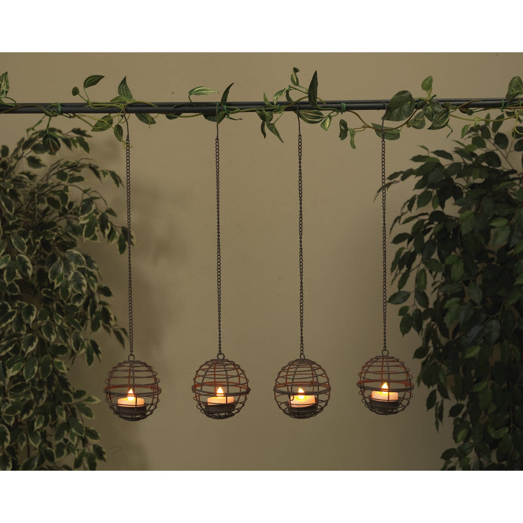 Gerson 4-Light Brown Wire Hanging Fireball Patio Light Set (4-Pack)
