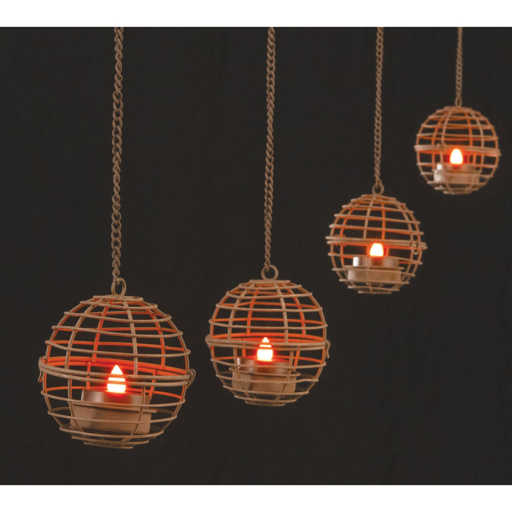 Gerson 4-Light Brown Wire Hanging Fireball Patio Light Set (4-Pack)