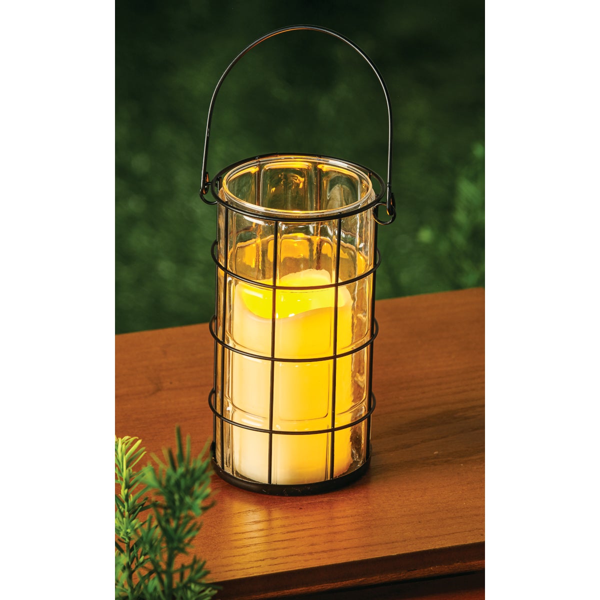 Gerson Everlasting Glow 7 In. H. x 5 In. Dia. Black Metal LED Lantern Patio Light