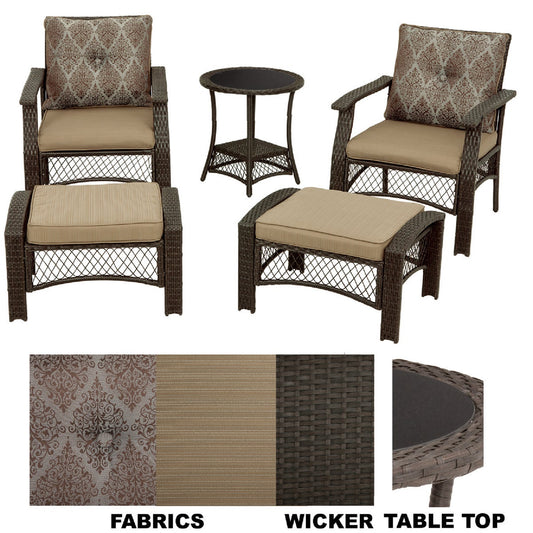 Geneva 5-Piece Wicker Chat Set with Cushions