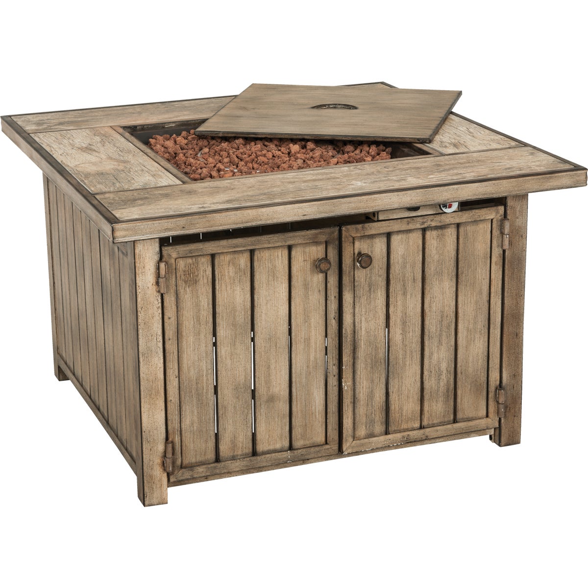 Aspen 38 In. Faux Wood Square Gas Fire Pit Table