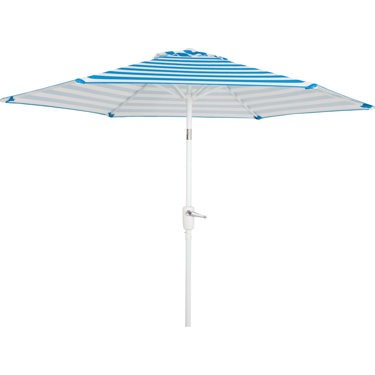 Outdoor Expressions 7.5 Ft. Tilt/Crank Blue Striped Patio Umbrella