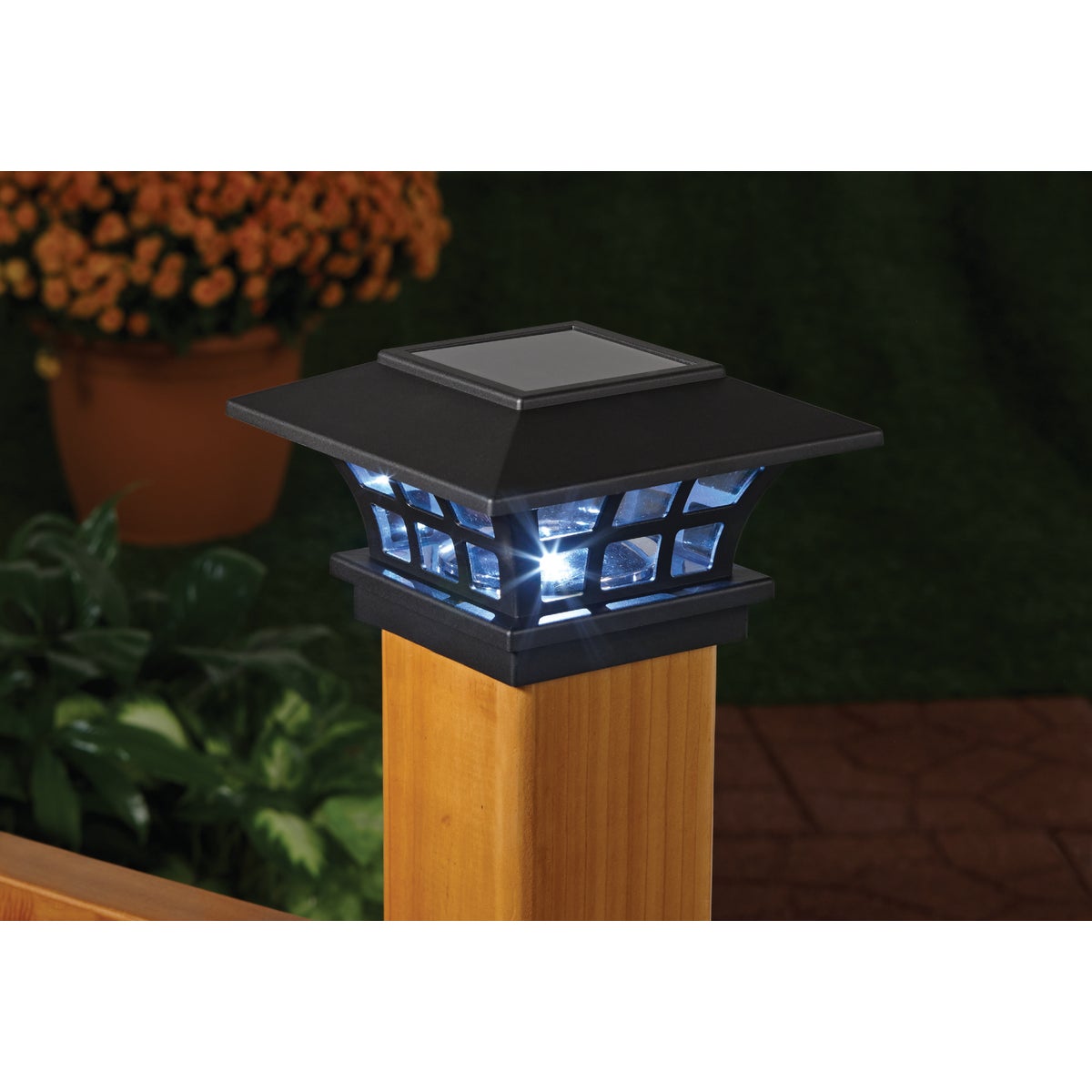 Outdoor Expressions 6 In. x 6 In. Black Solar Post Cap Set (2-Pack)