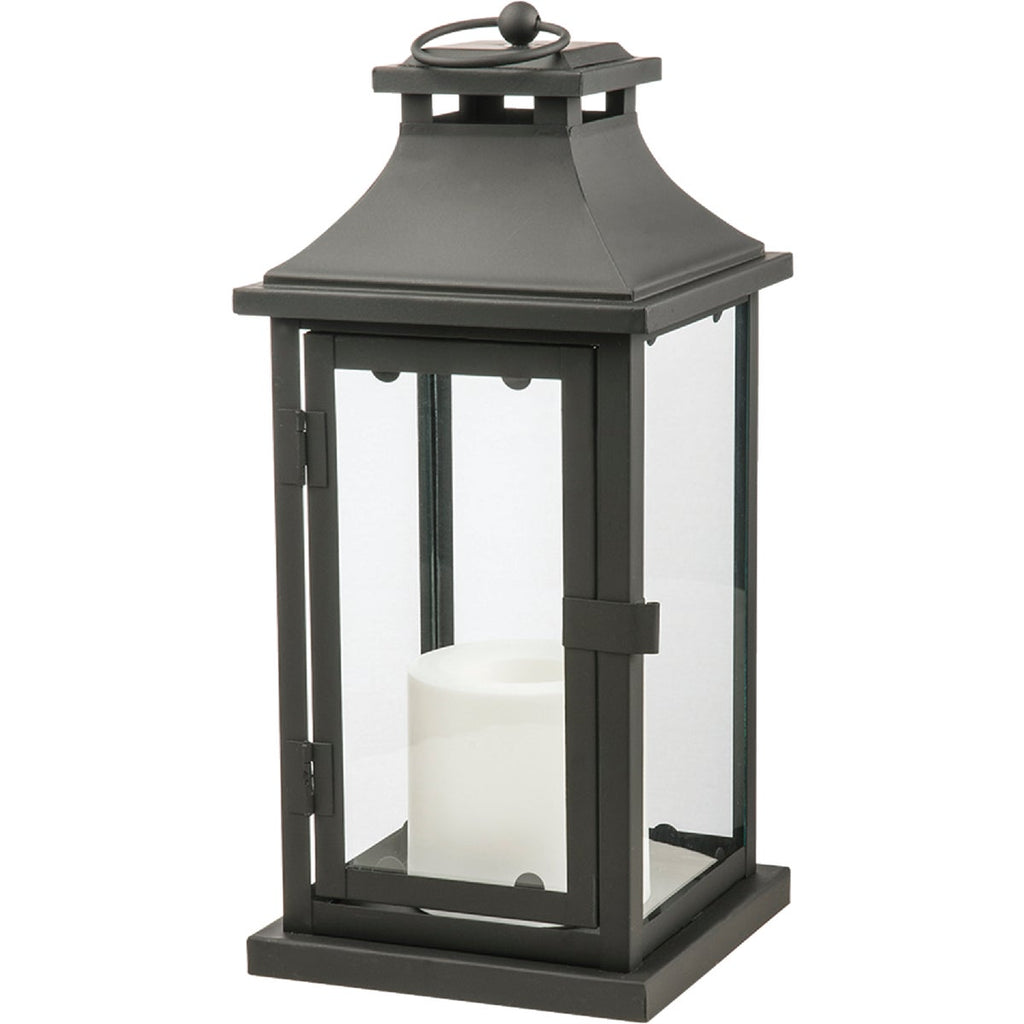 Paradise 12 In. H. x 5.31 In. Dia. Black Metal LED Lantern Patio Light