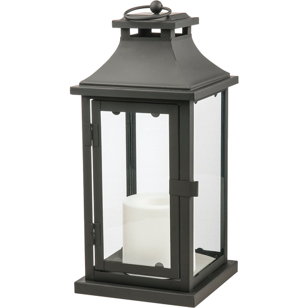 Paradise 12 In. H. x 5.31 In. Dia. Black Metal LED Lantern Patio Light