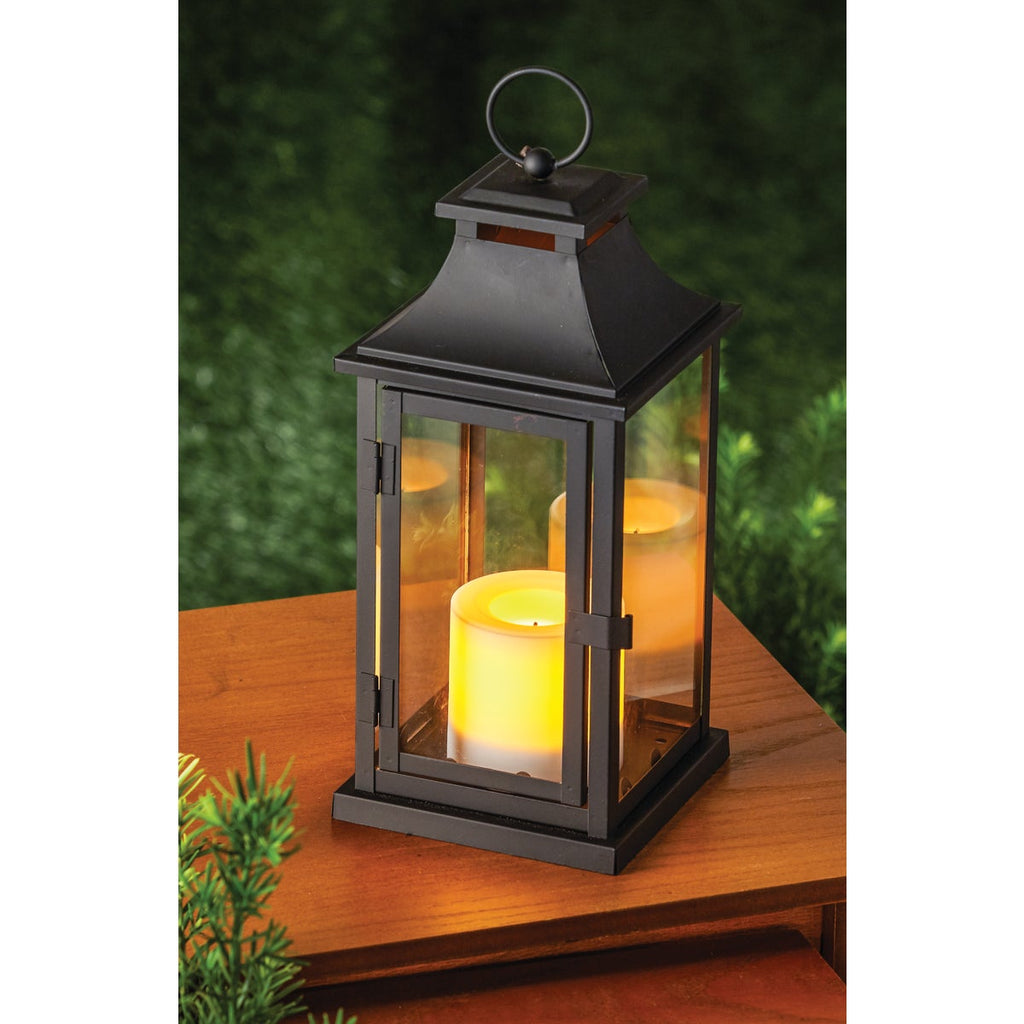 Paradise 12 In. H. x 5.31 In. Dia. Black Metal LED Lantern Patio Light