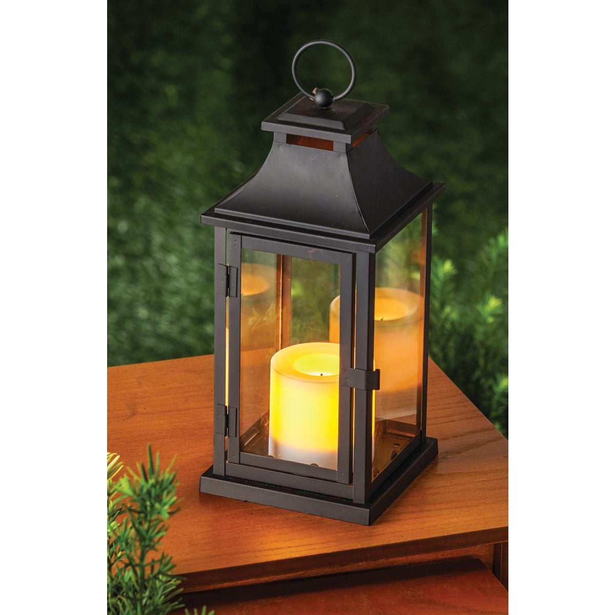 Paradise 12 In. H. x 5.31 In. Dia. Black Metal LED Lantern Patio Light