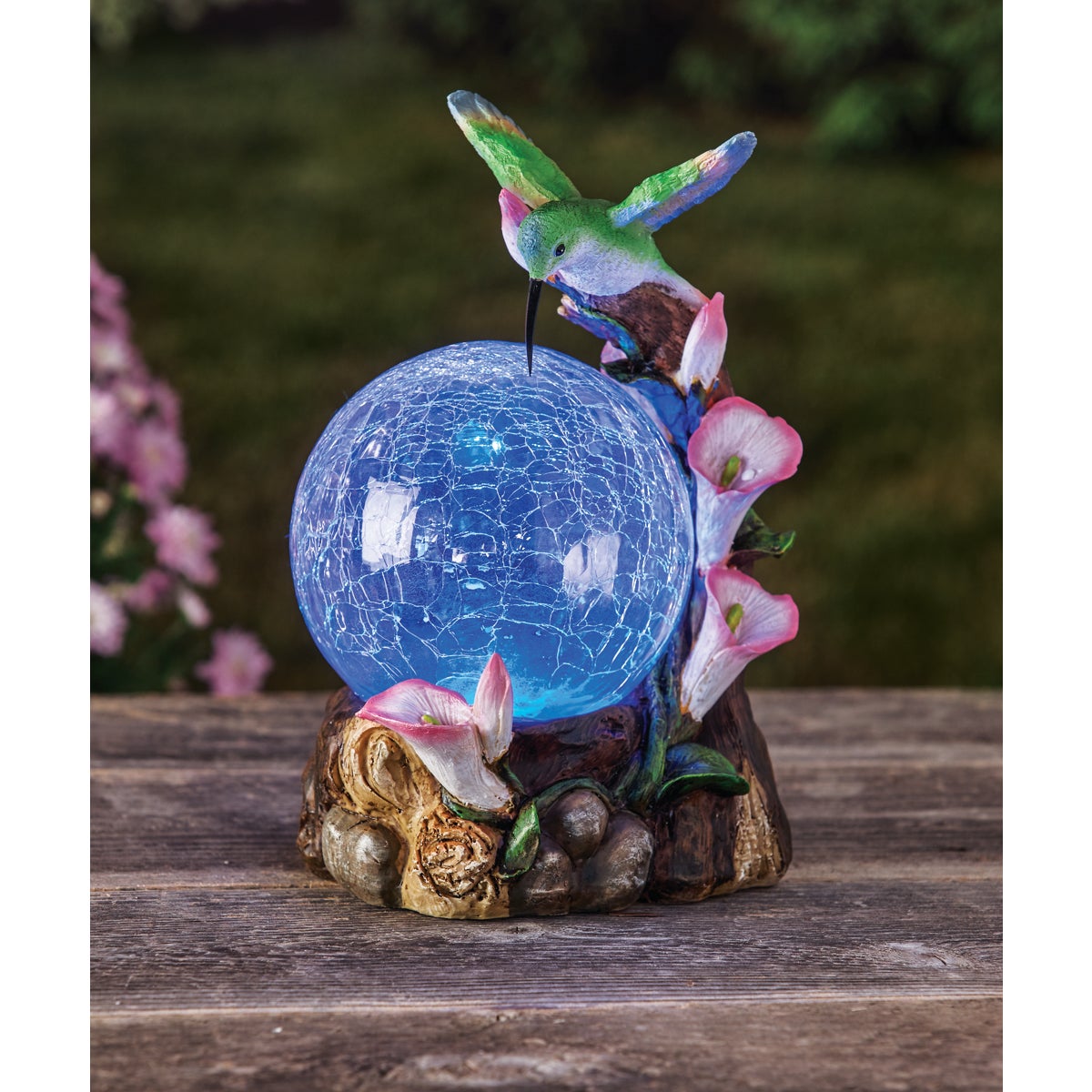 Moonrays Solar Hummingbird Globe Lawn Ornament