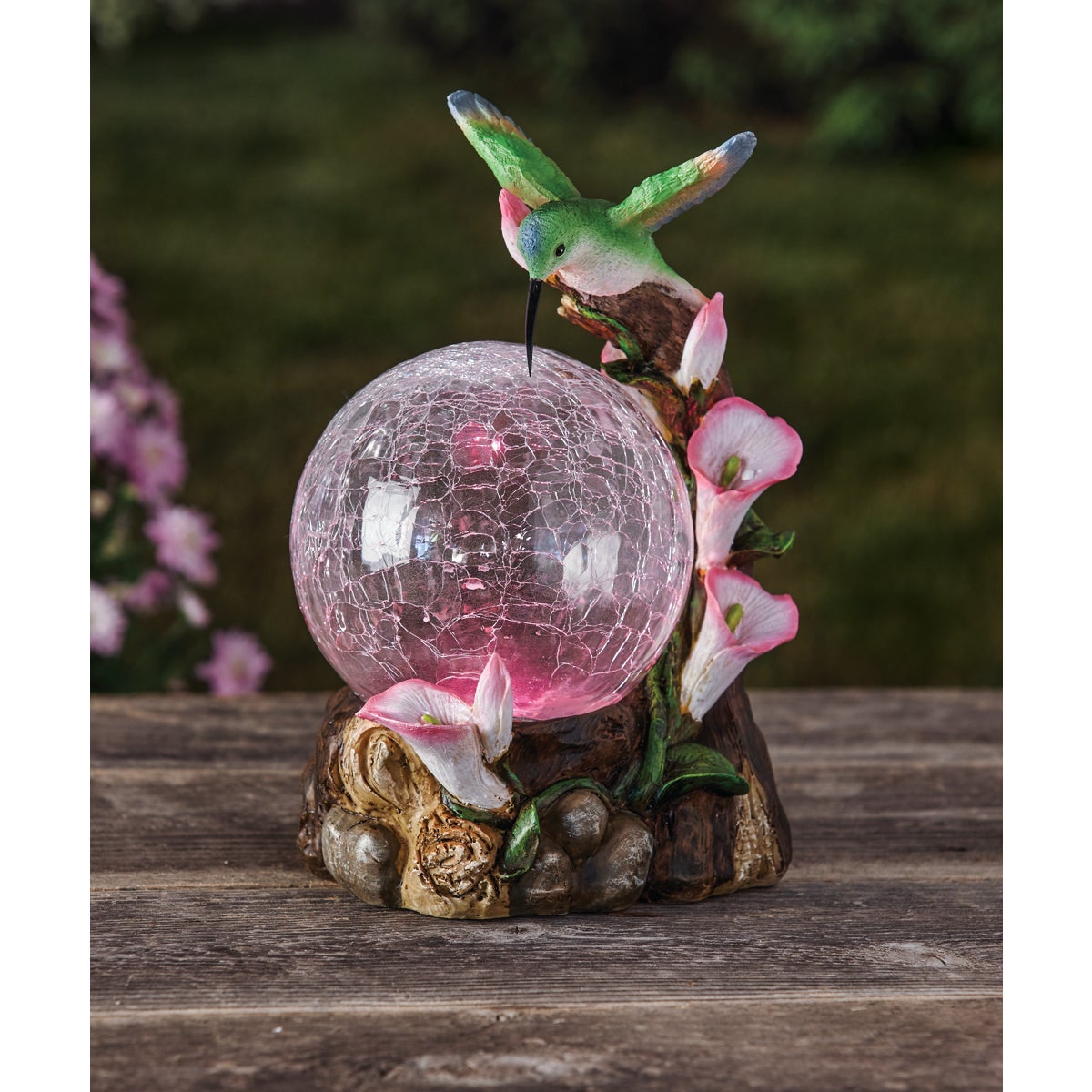 Moonrays Solar Hummingbird Globe Lawn Ornament