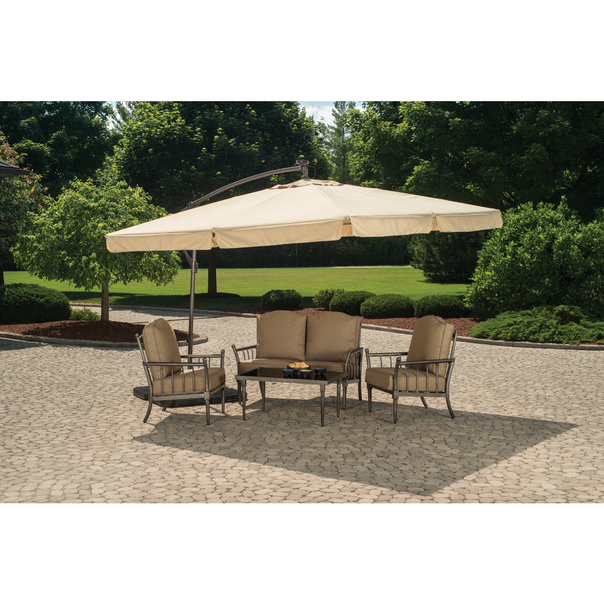 Outdoor Expressions 10 Ft. Gazebo Offset Tan Patio Umbrella