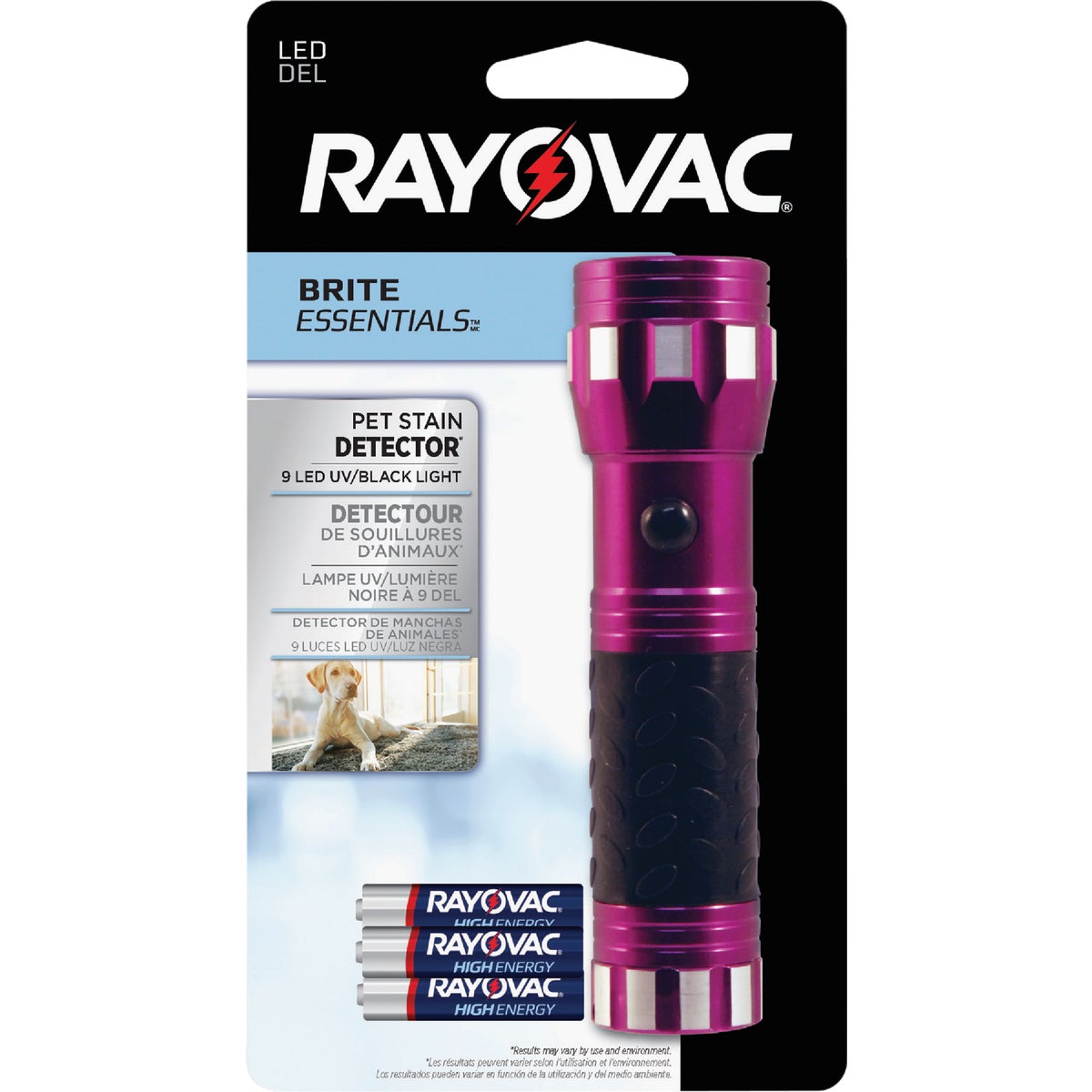 Rayovac Brite Essentials Pet Stain Detector LED Flashlight