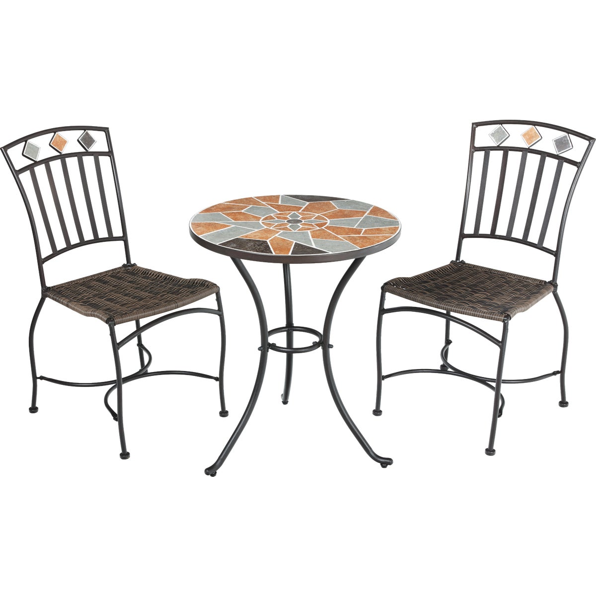 Outdoor Expressions Santorini 3-Piece Bistro Set with Wicker Seats