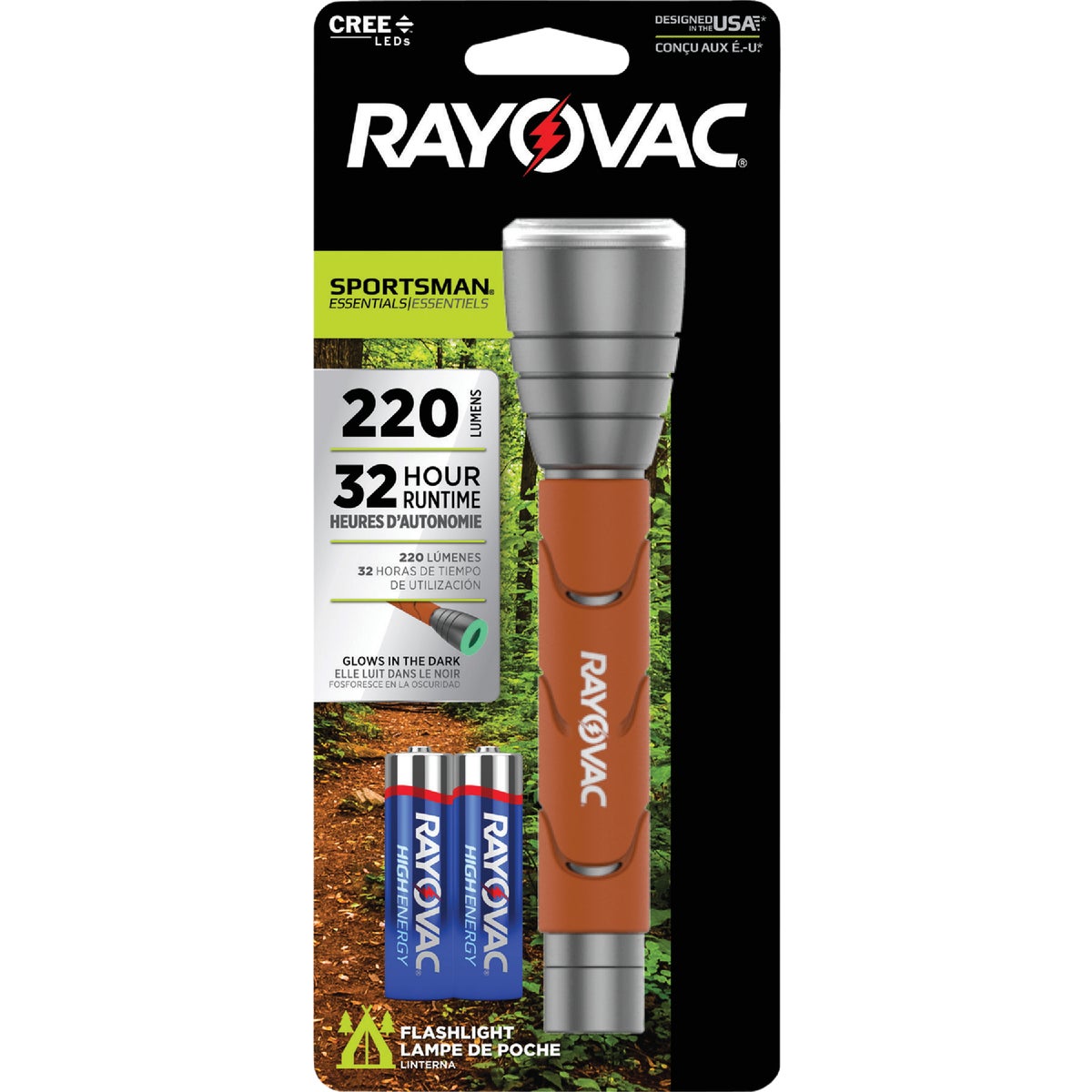 Rayovac Sportsman Essentials Glow In The Dark 2AA LED Flashlight