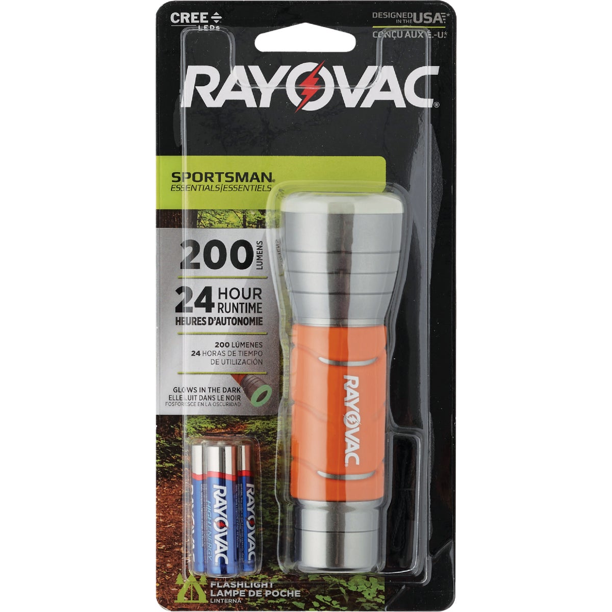 Rayovac Sportsman Essentials Glow In The Dark 3AAA LED Flashlight