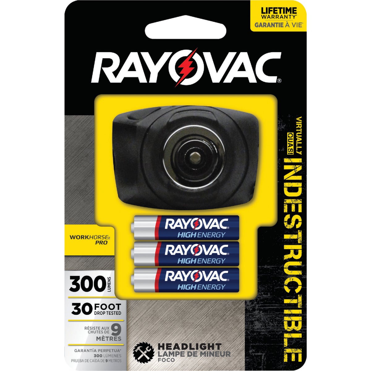 Rayovac Workhorse Pro 300/60 Lm. LED 3AAA Headlamp