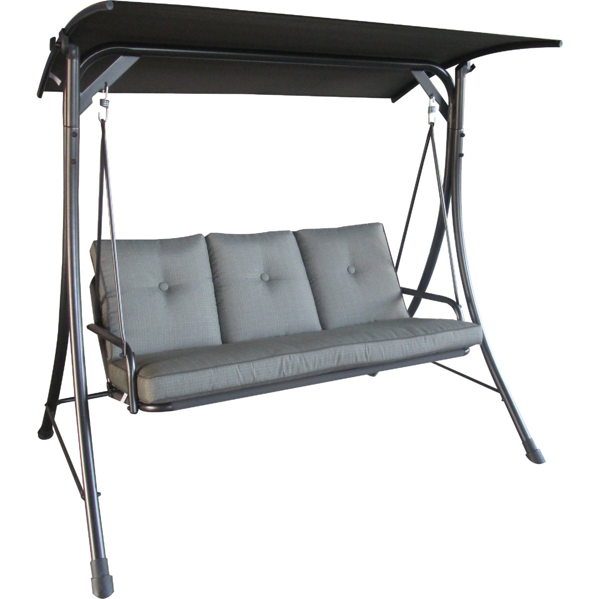 Outdoor Expressions 3-Person 71.71 In. W x 67.57 In. H x 49.64 In. D Gray Patio Swing