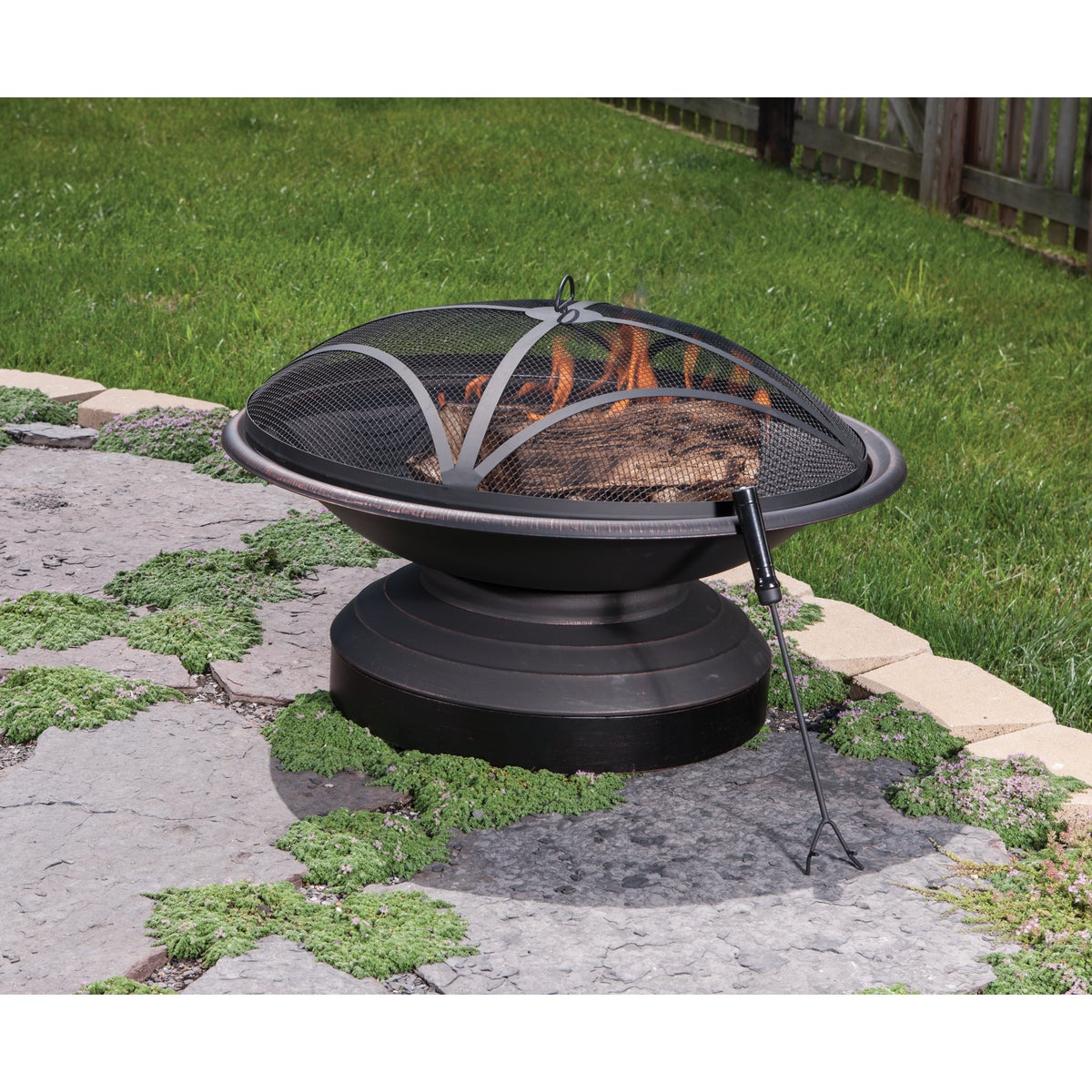 Outdoor Expressions 35 In. Antique Bronze Round Steel Fire Pit